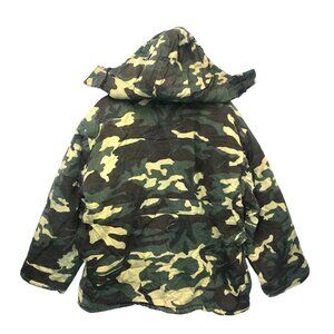 VTG CALIBER Mens L Camo Canvas Quilted Lining Hood Coat Warm Chore Work